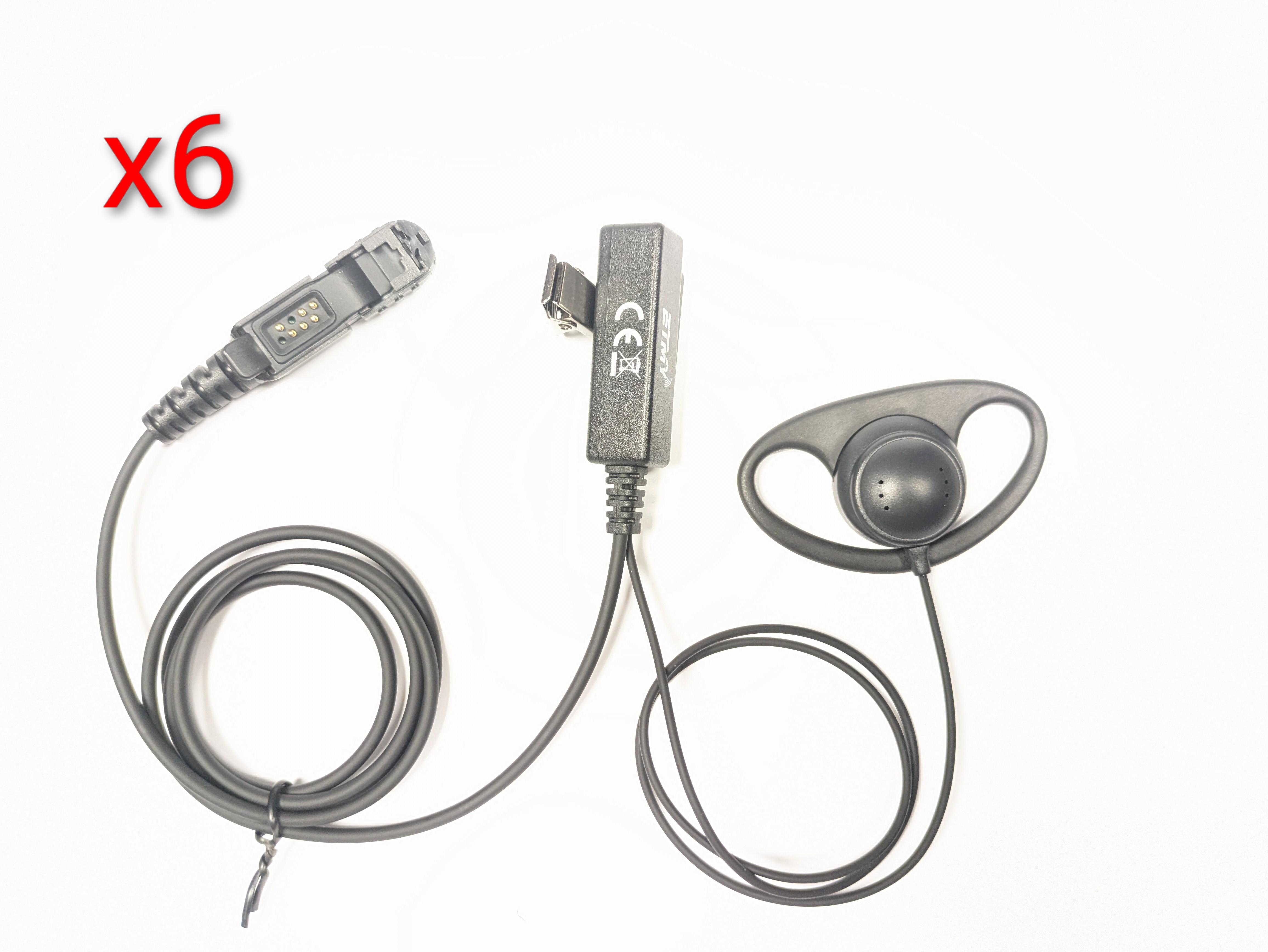 (rental add-on) 6x d-shape earpiece (headset, iem) with lapel microphone/ptt