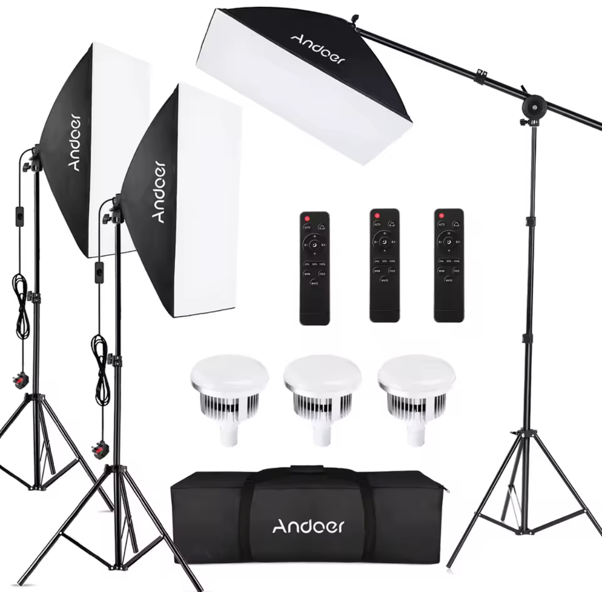 Andoer studio photography softboxes w/lights