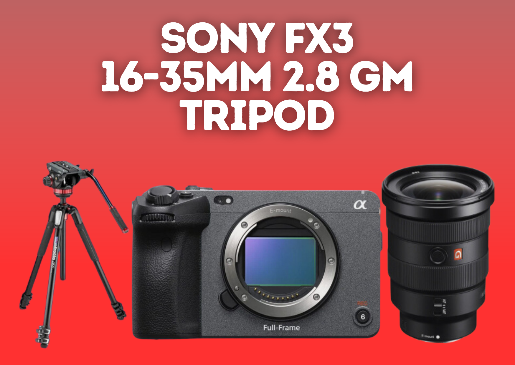 Sony fx3 + 16-35mm 2.8 gm lens + tripod