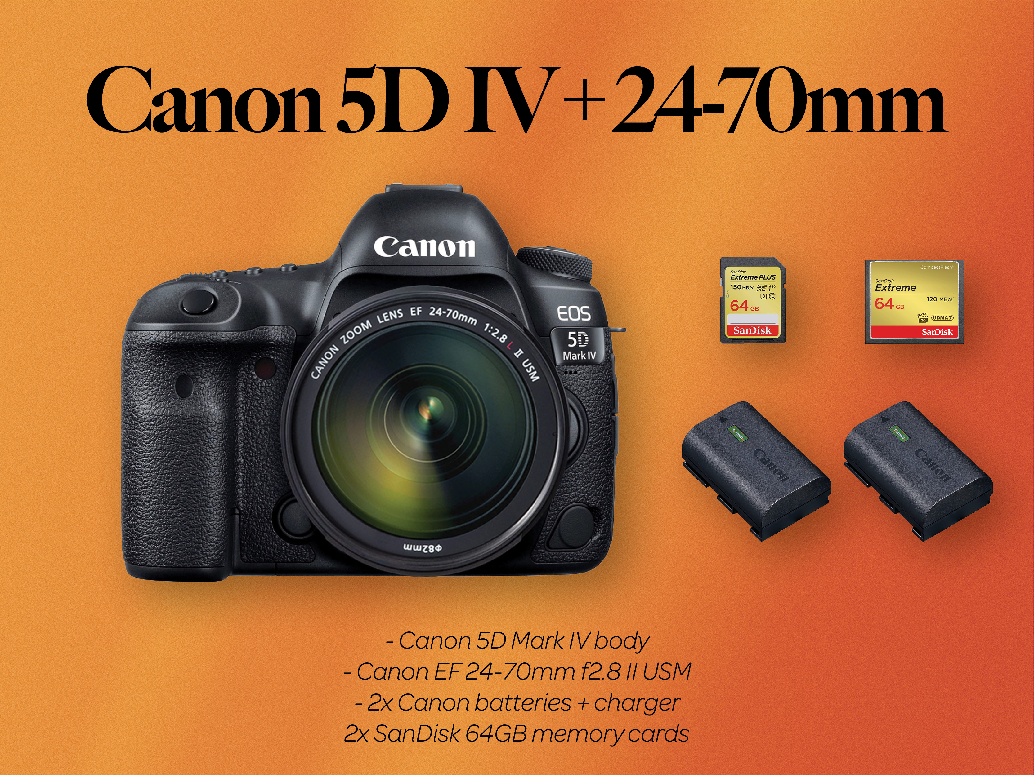 Canon 5d mark iv body + ef 24-70mm f2.8 ii lens (canon 5d iv 24-70)