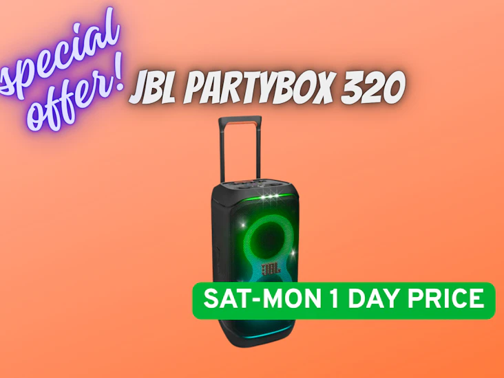 Jbl partybox stage 320 portable bluetooth party speaker, 18 hours battery life