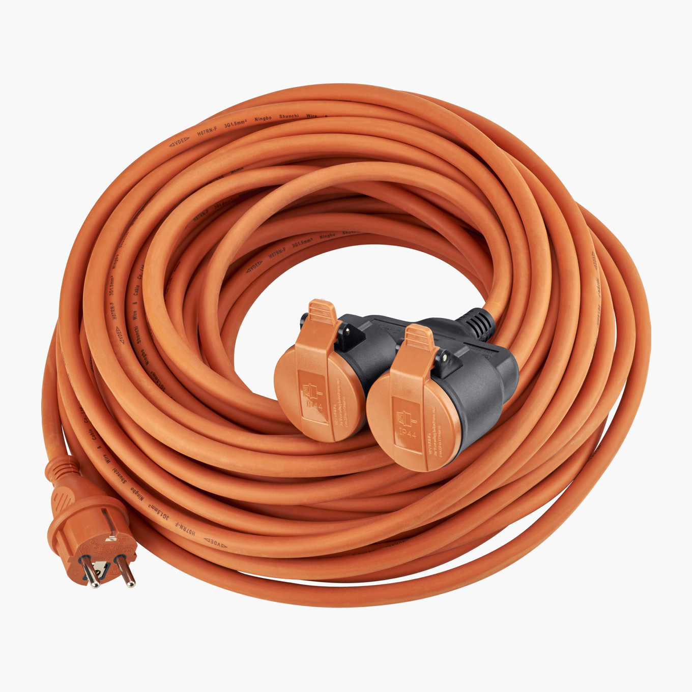 25m (ip44) skjøteledning m/2 uttak (godkjent for utendørsbruk)