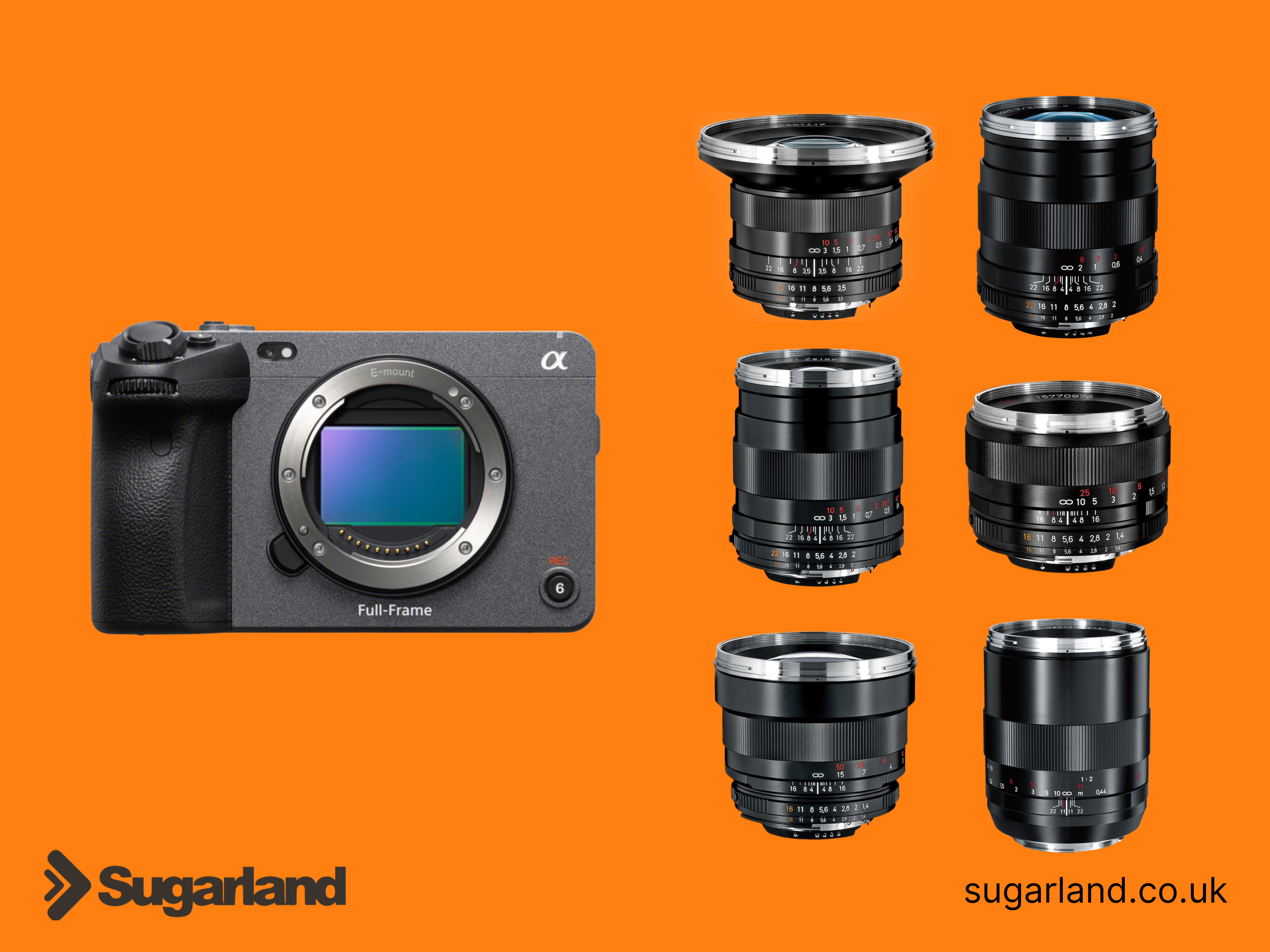 Sony fx3 + zeiss zf distagon/planar prime lens set (18-100mm)