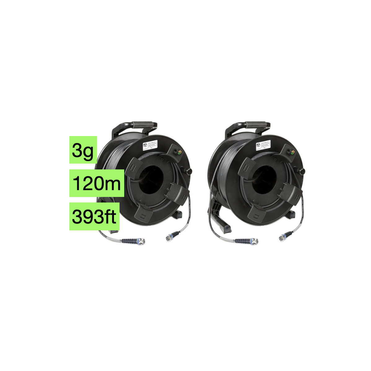 2x 100m 393ft 3g sdi cable drum reel 1080 @ 60p bnc (4x available)