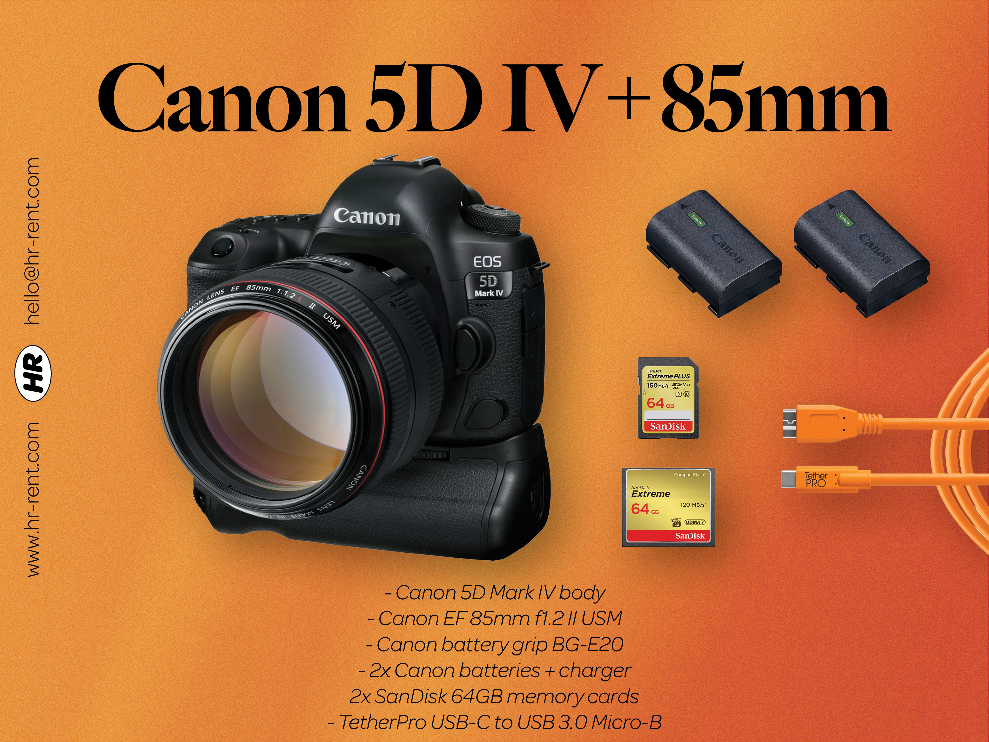 Canon 5d mark iv body + ef 85mm f1.2 ii + battery grip bg-e20 (canon 5d iv 85)