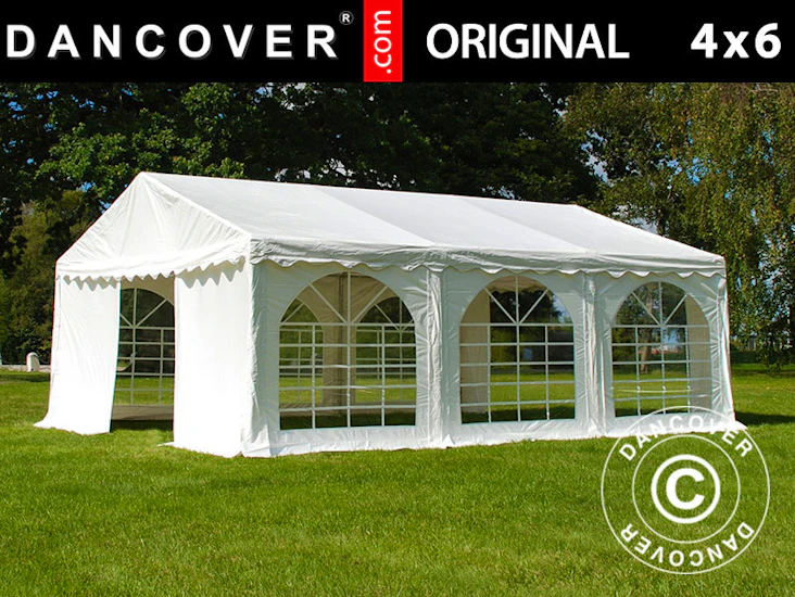 Partytält dancover professional 4x6 m vitt pvc 100% vattentätt