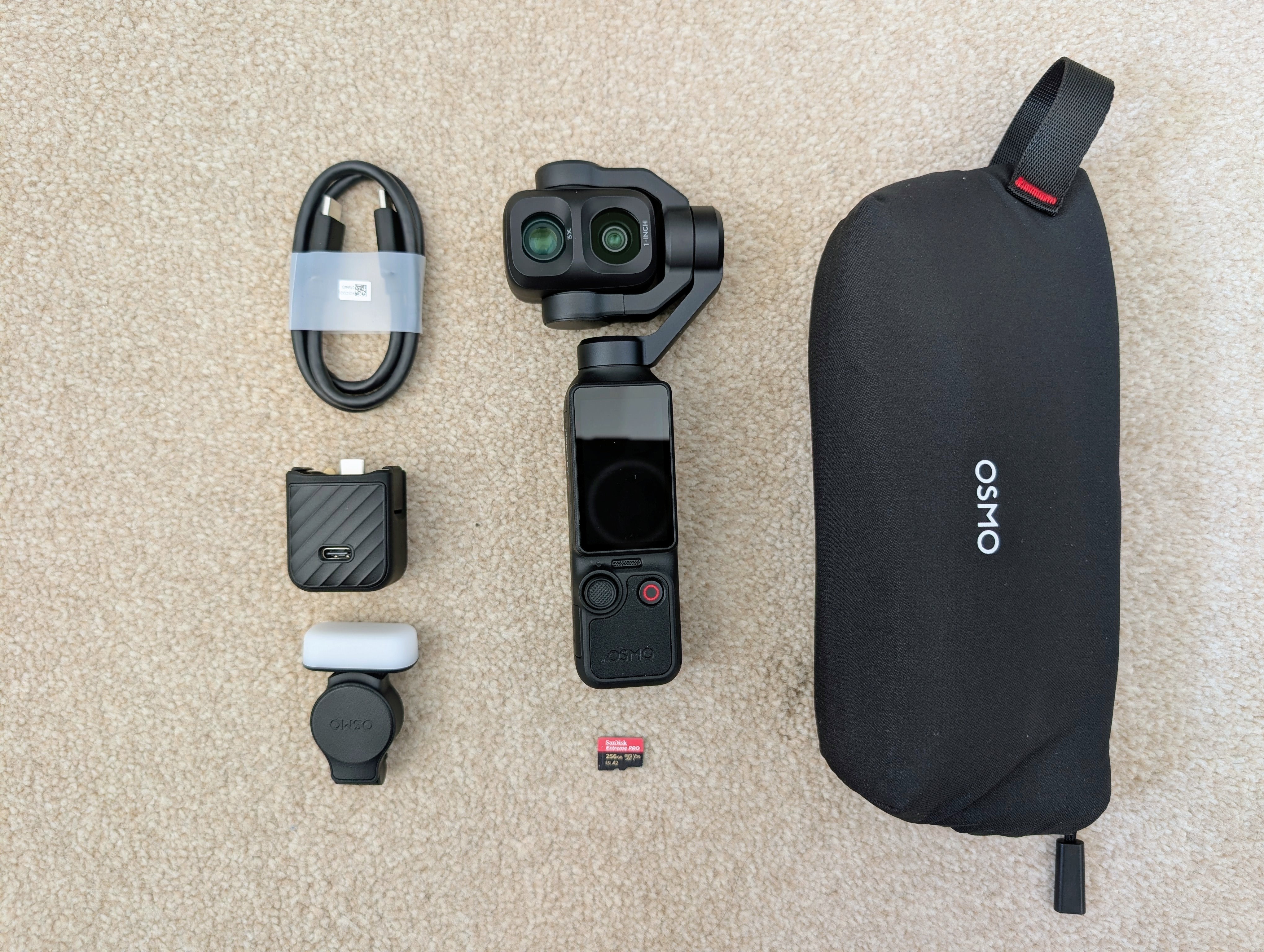 Just launched dji osmo pocket 4p pro + 256gb memory card, battery pack