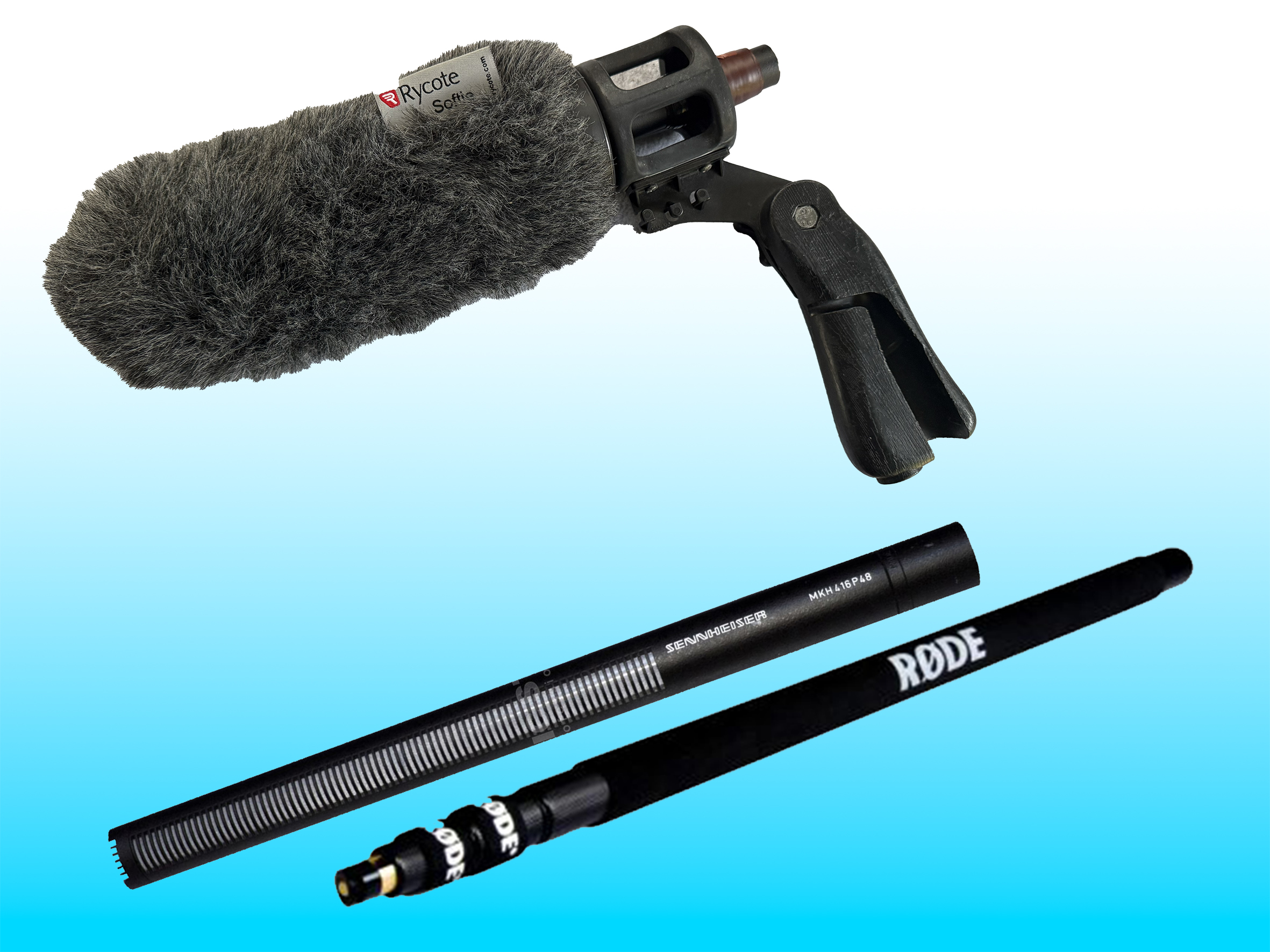 Sennheiser 416 - shotgun microphone with rycote soft and handle
