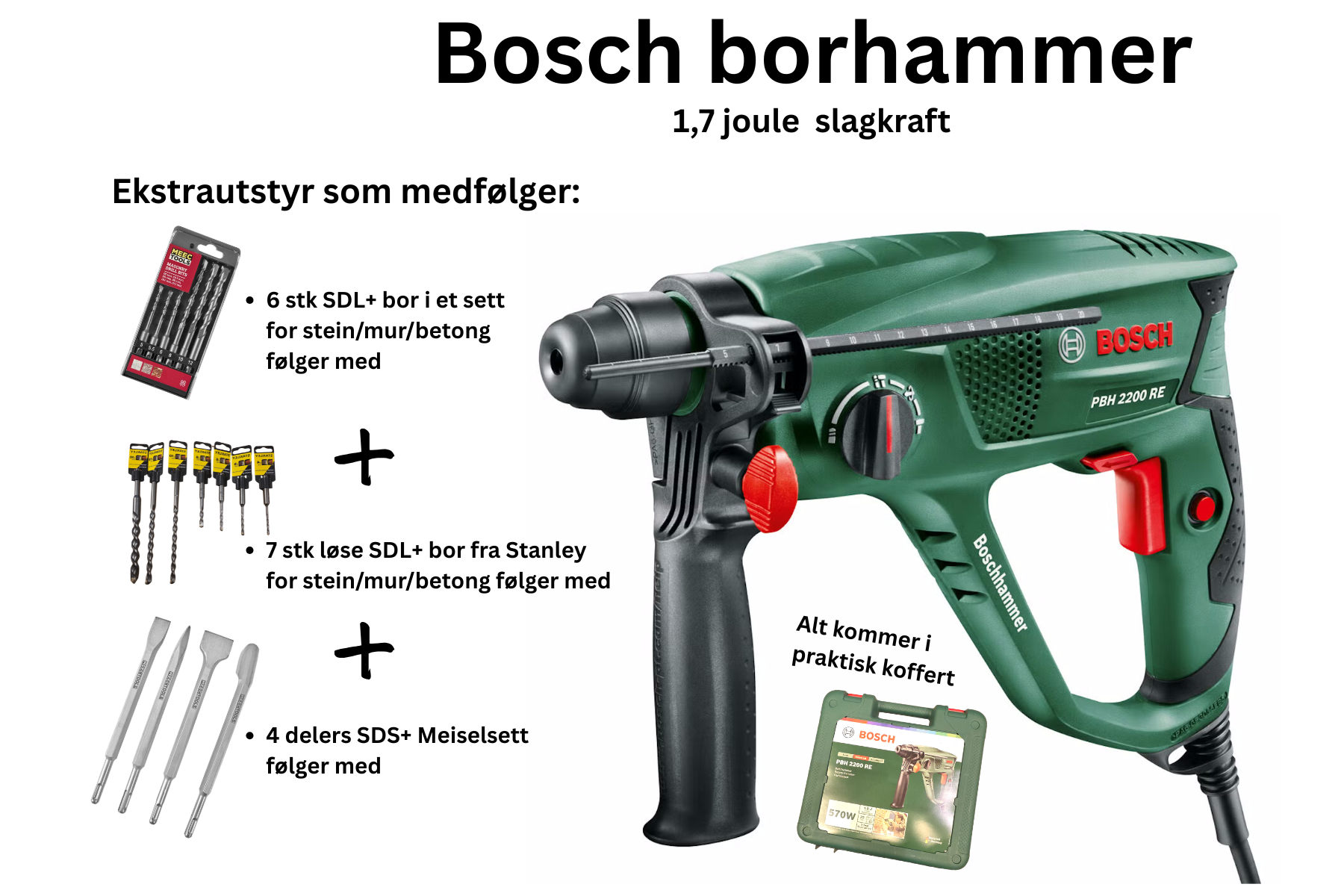 Bosch borhammer  m/betongbort & meisler