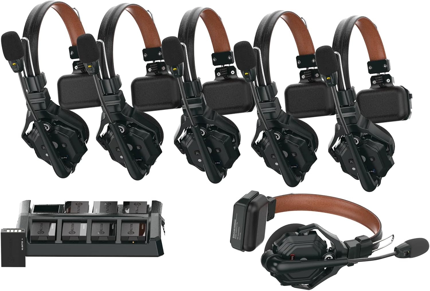 6-person hollyland solidcom c1 pro wireless intercom headset system enc noise cancellation 