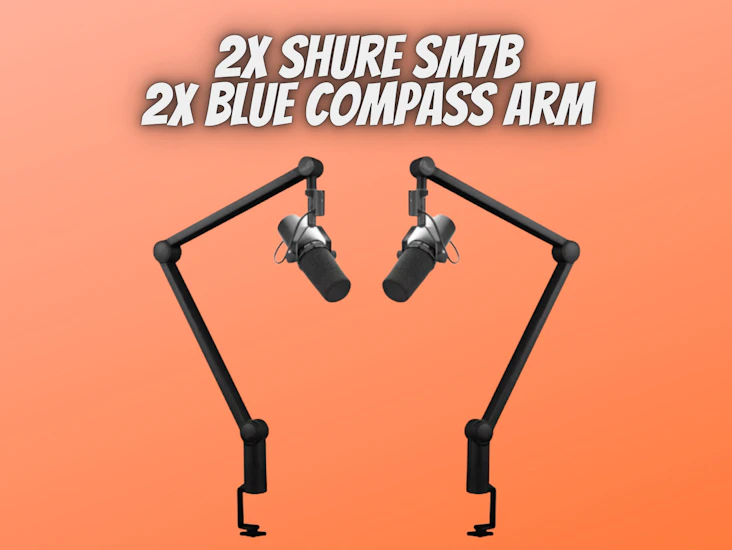 2x shure sm7b cardioid dynamic microphone - 2x blue compass arm