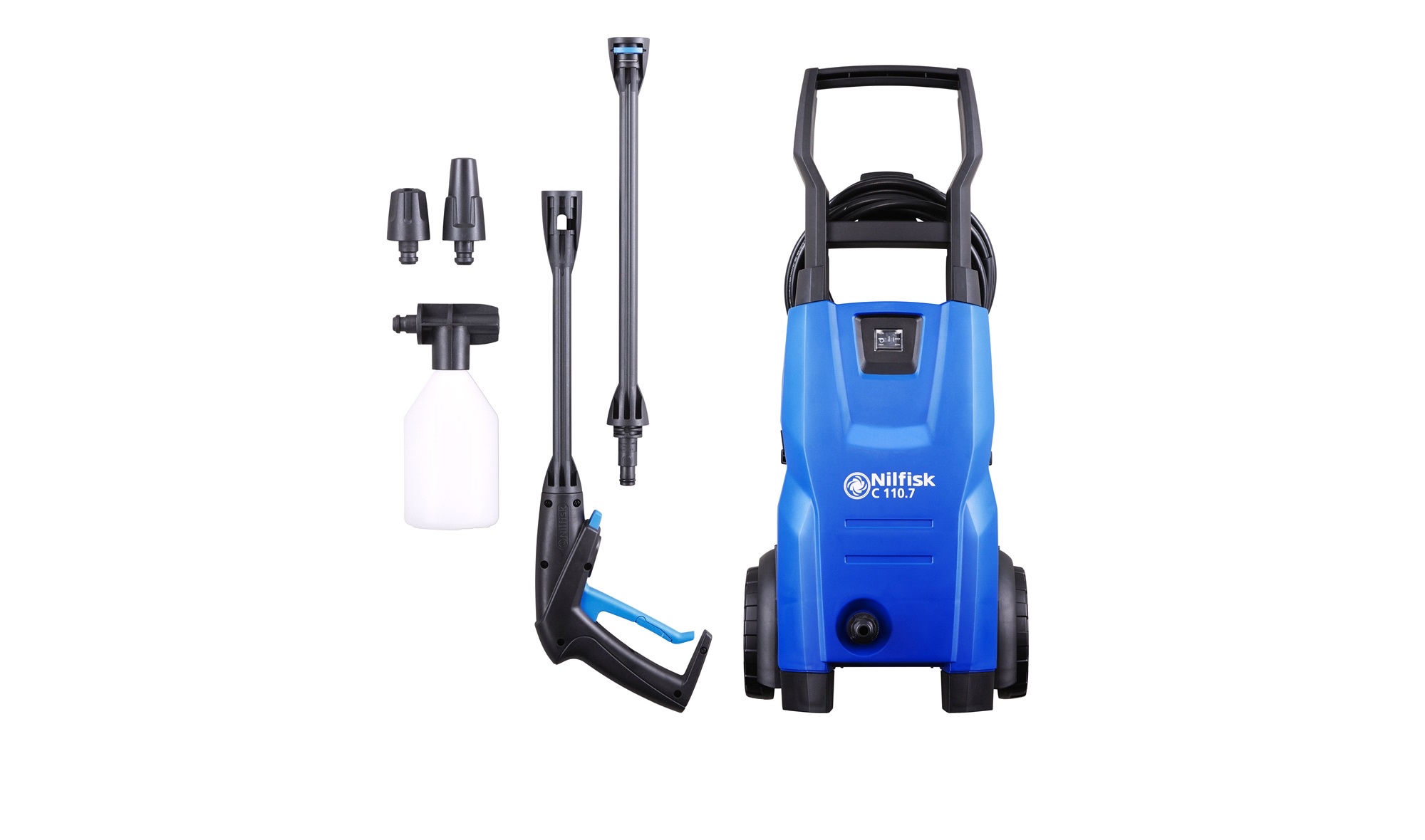 Høytrykkspyler nilfisk c110.7-5 x-tra. med terassevasker og skumpistoltil bilvask
