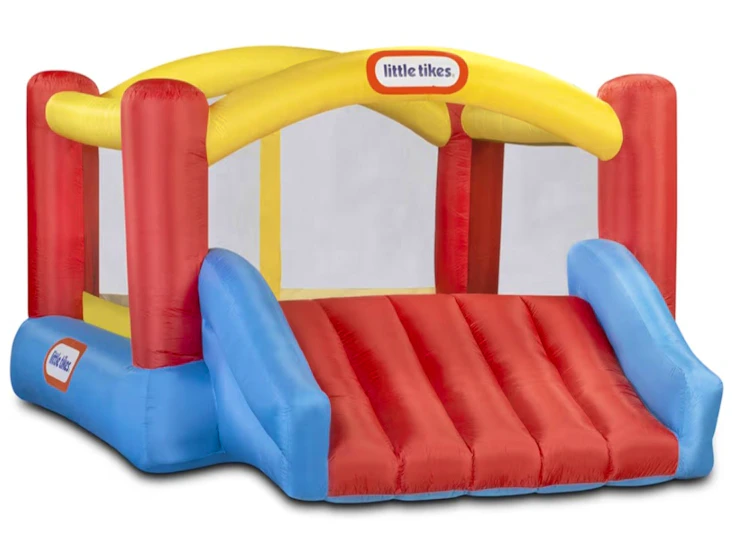 Little tikes jump 'n slide inflatable bouncer includes heavy duty blower with gfci, for kids ages 3-8 years