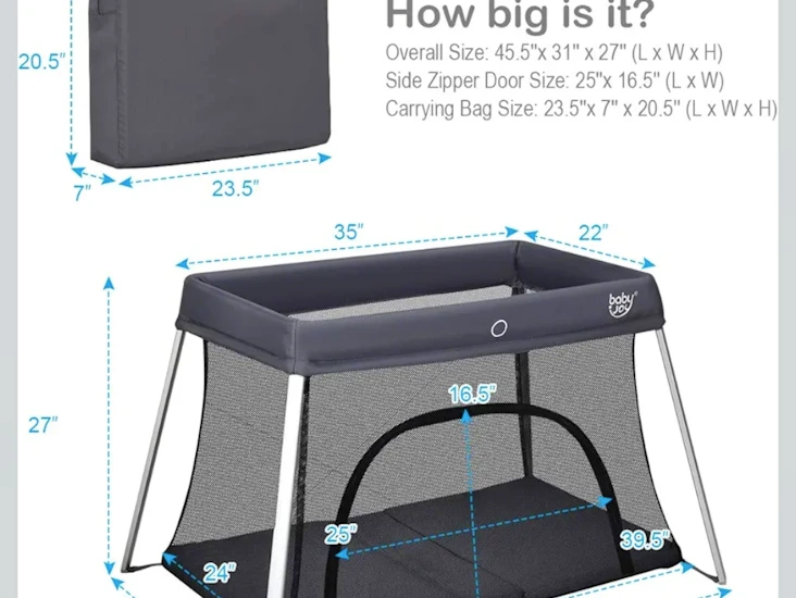 Baby joy baby foldable travel crib, 2 in 1 portable playpen