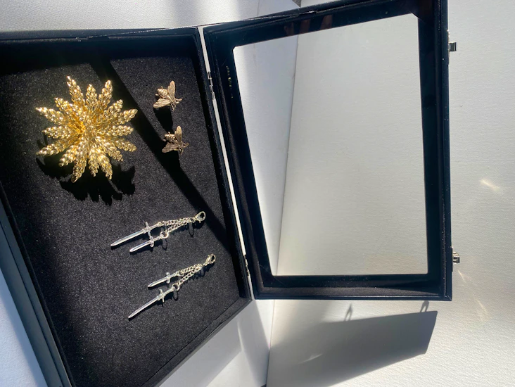 Black display box with glass lid