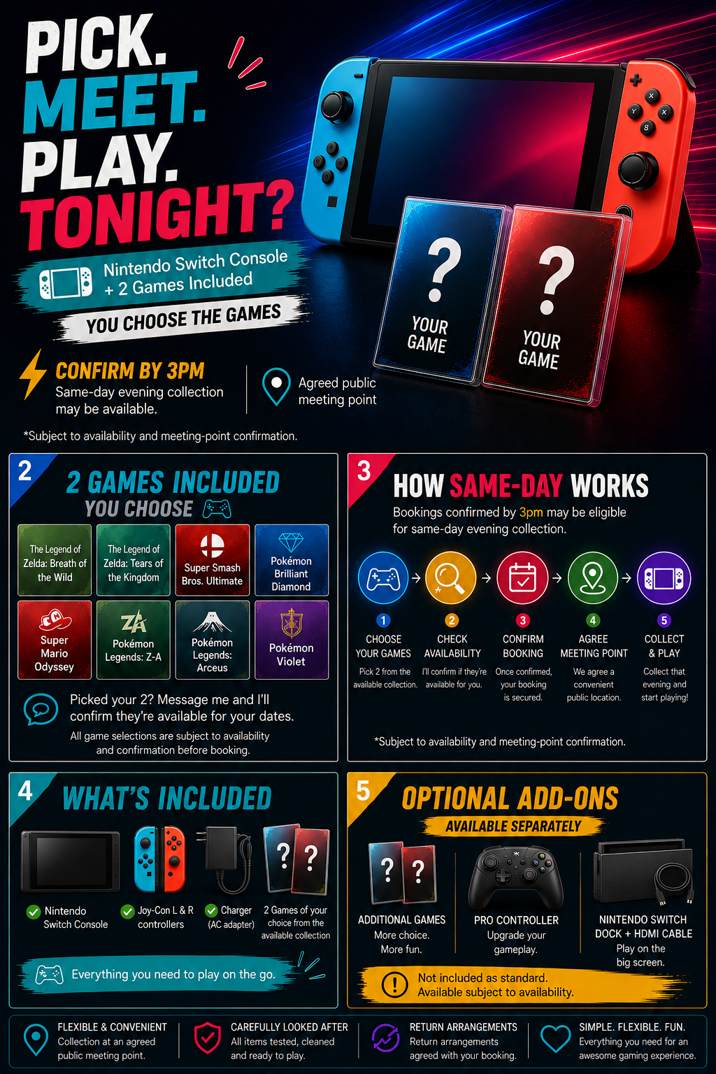 Nintendo switch + 2 games | play tonight? same-day collection may be available