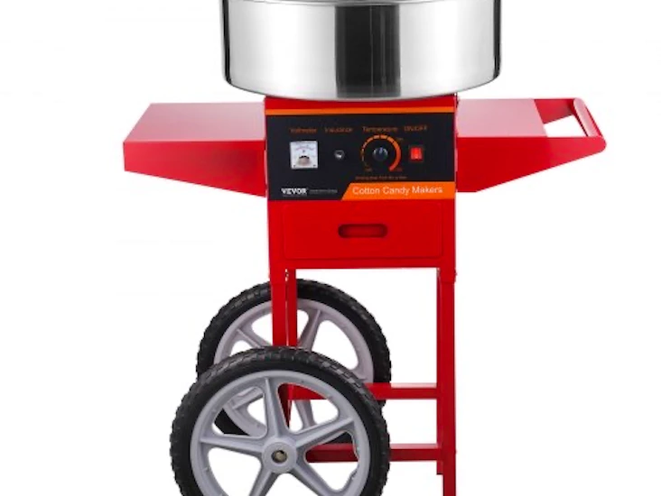 Proffesionell sockervaddsmaskin vagn med plasthuva