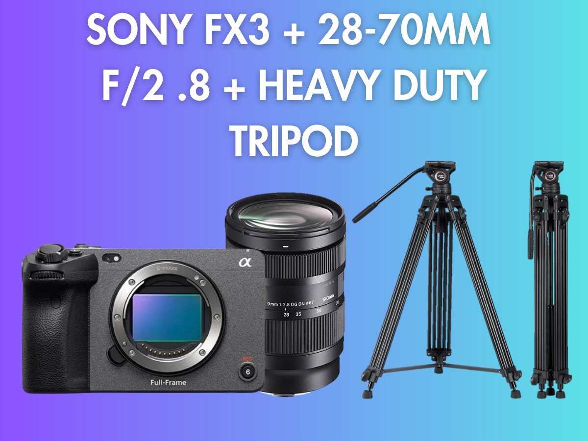 Sony fx3 full-frame body + 28-70mm f/2.8 lens + heavy duty tripod