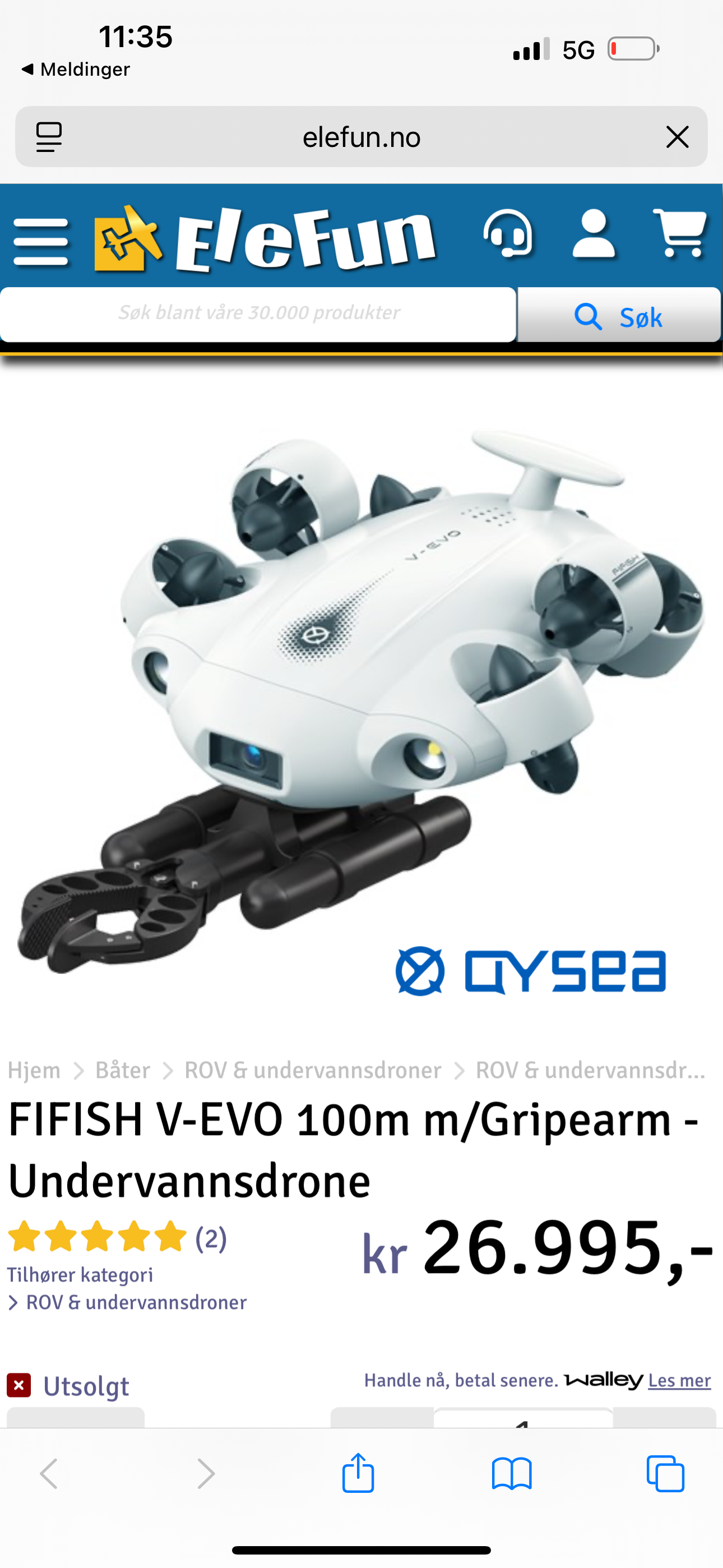 Undervannsdrone fifish v-evo