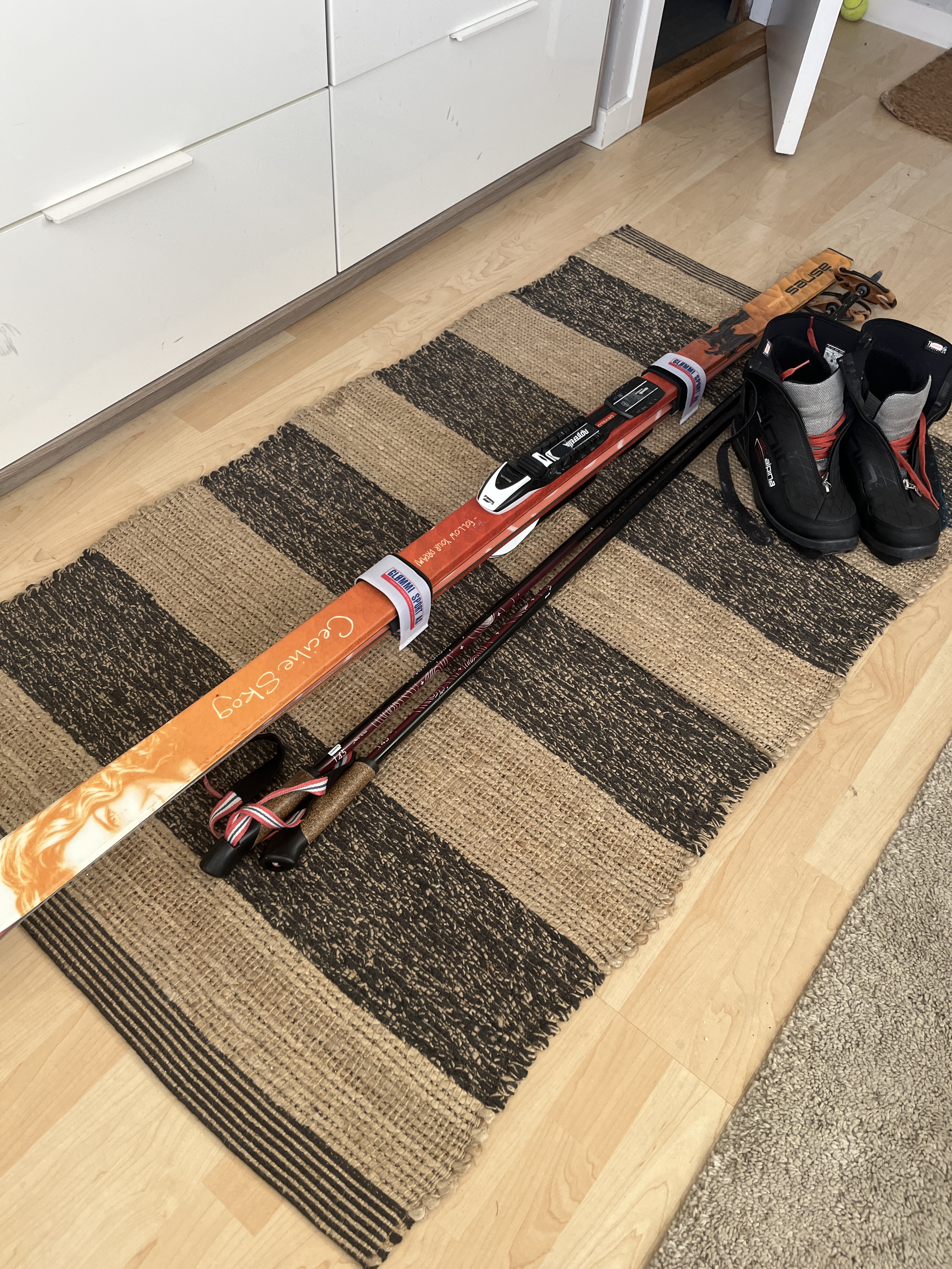 Åsnes fjellski, staver og alpina støvler