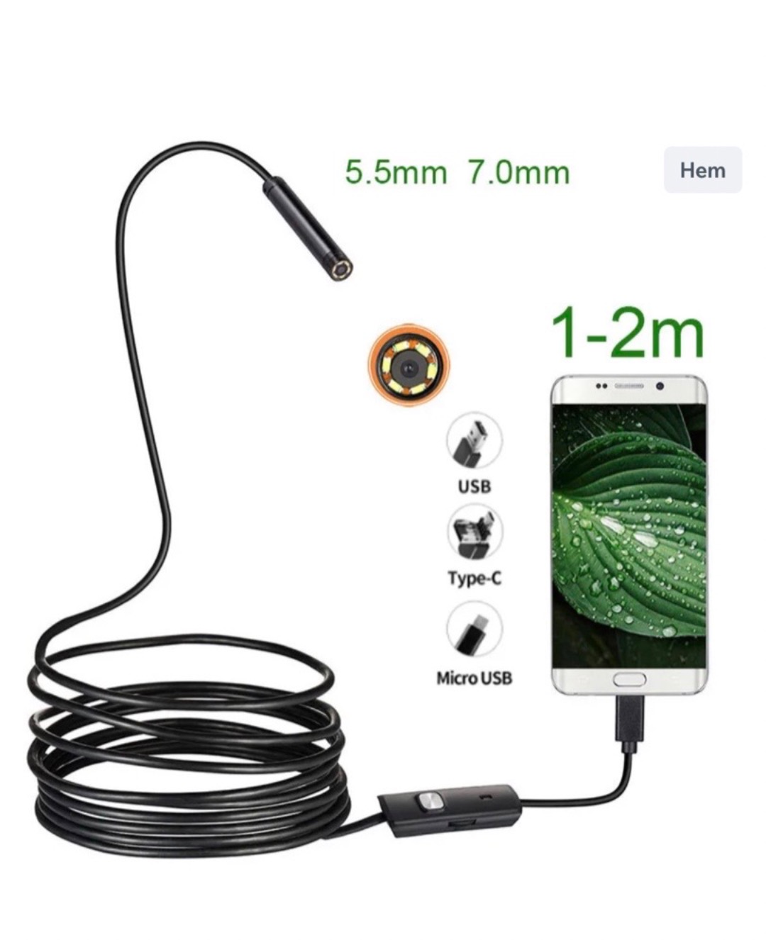 Endoskopi kamera 7 mm 3 i 1 