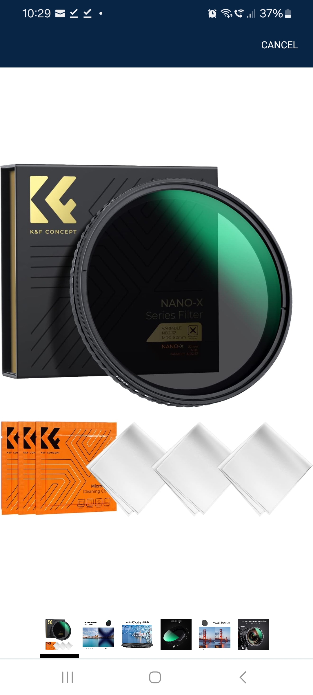 Nd filter adjustable fader neutral density 82mm