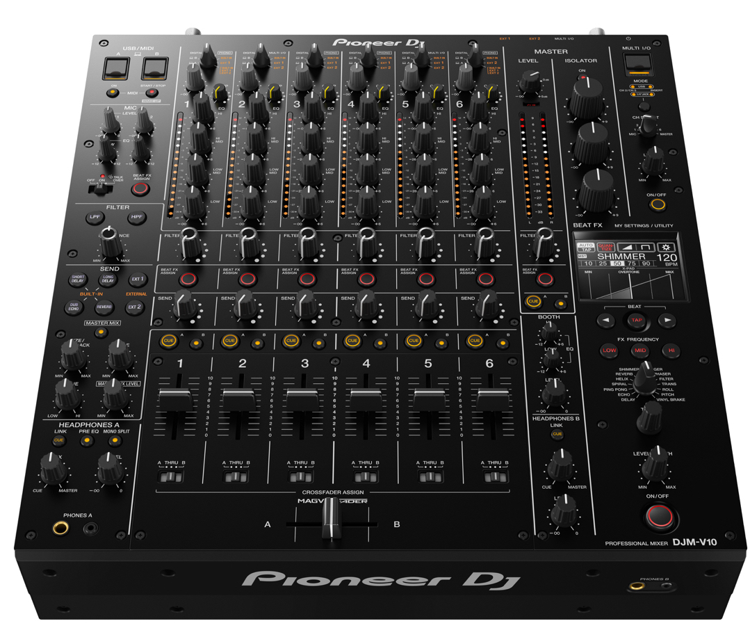 Pioneer djm v10 dj production mixer in flightcase