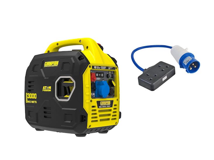 Generator 240w uk socket 3000w - dual fuel petrol / gas ultra quiet - champion power portable