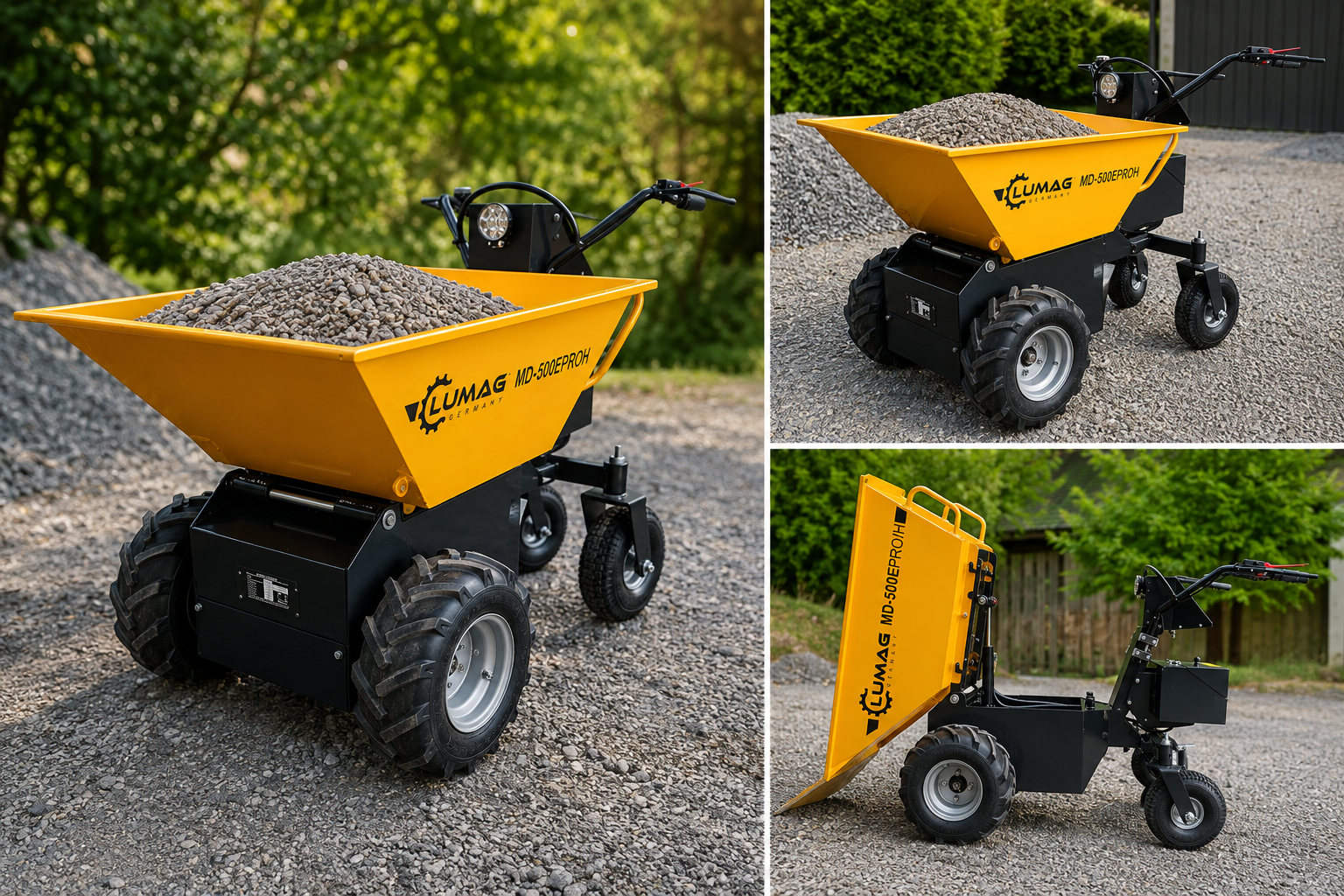Elektrisk minidumper 500 kg med hydraulisk tipp