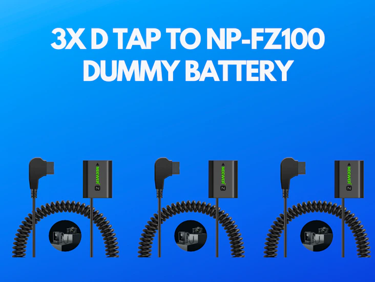 3x d tap to np-fz100 dummy battery with cable for v mount battery