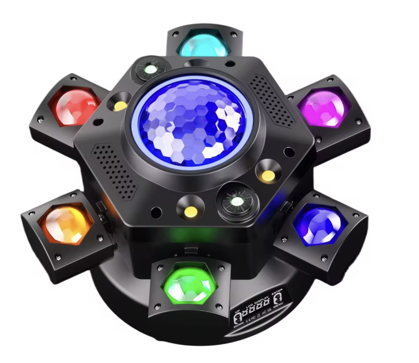 To stk bevegende festlys med laser, magic ball og strobe – profesjonelt effektlys til arrangement