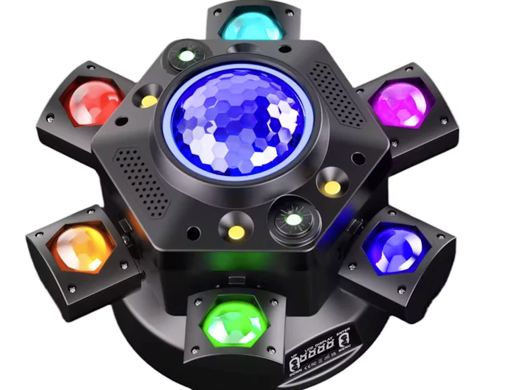 To stk bevegende festlys med laser, magic ball og strobe – profesjonelt effektlys til arrangement