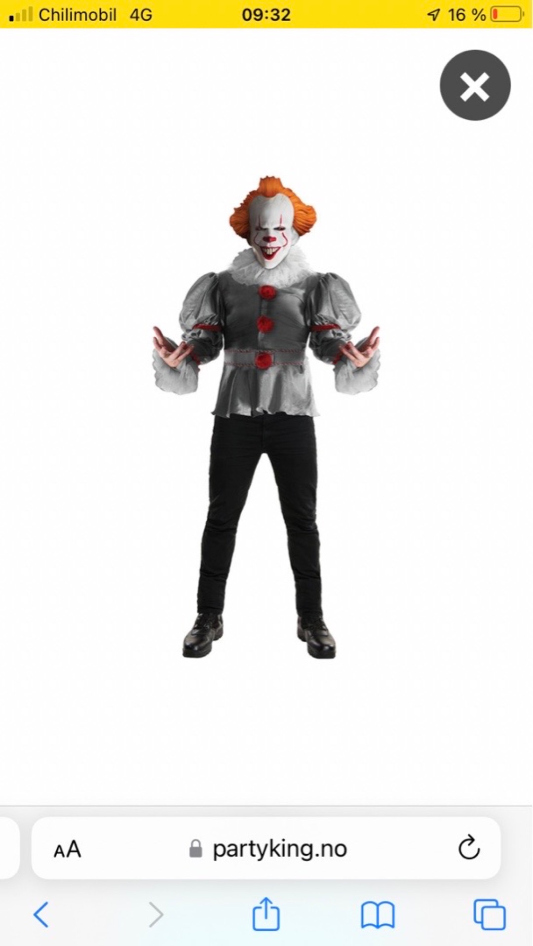 Pennywise/it kostyme 