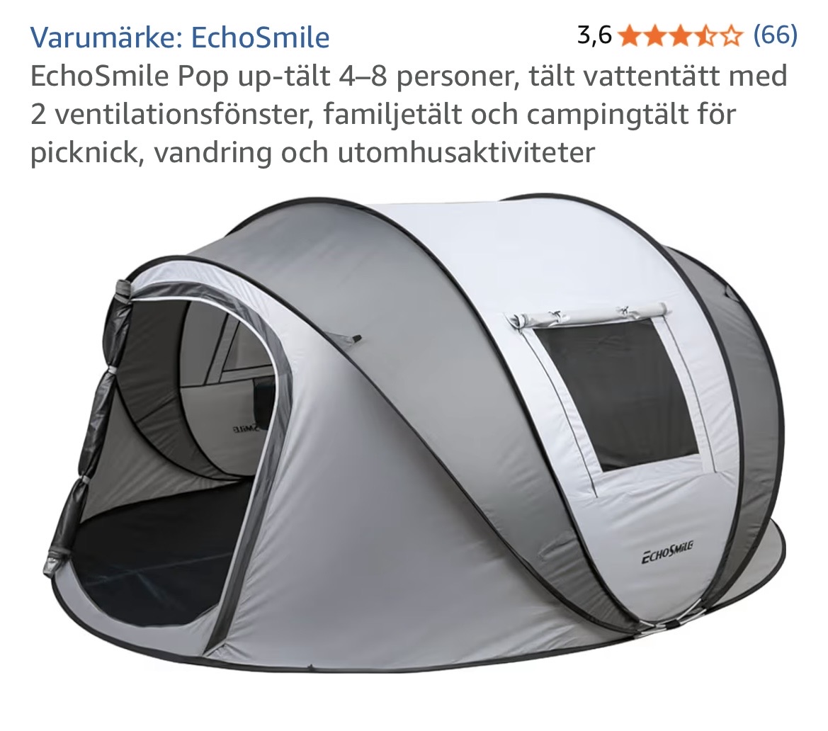 Pop up-tält 4–6 personer