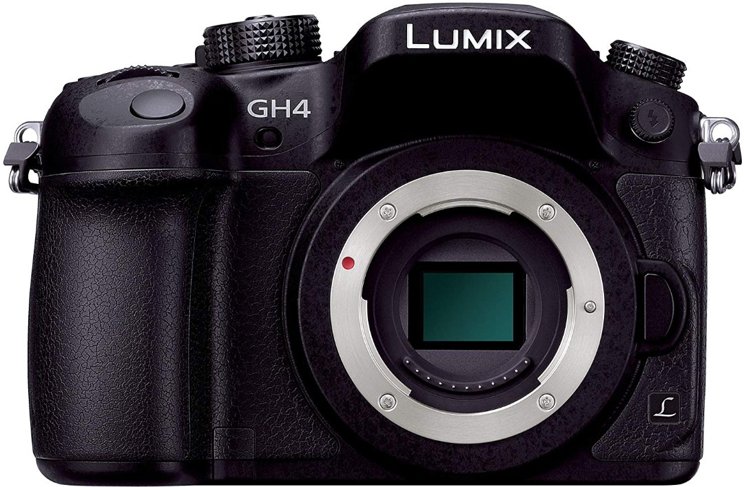 Panasonic gh4 kamera med stativ og objektiv