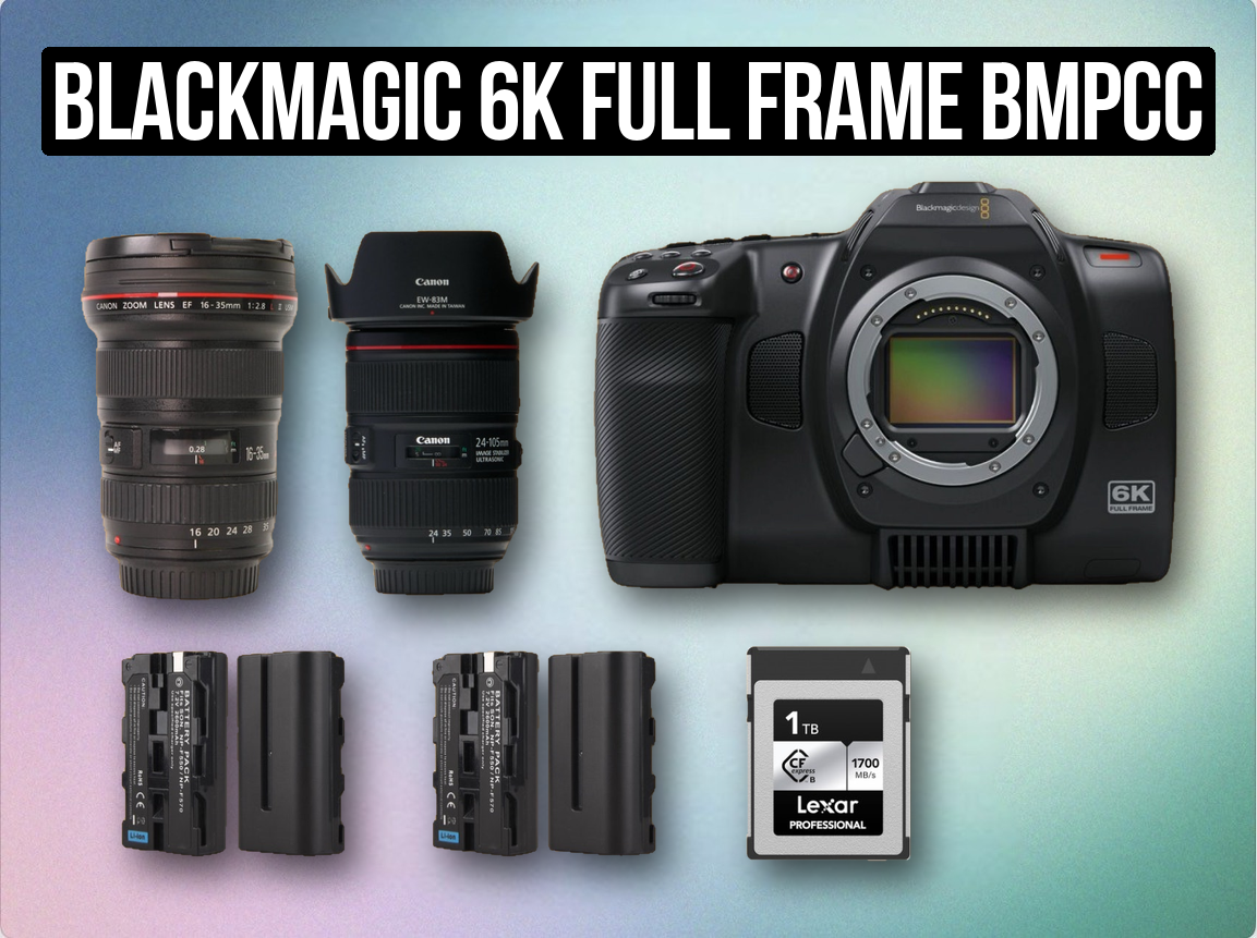 Blackmagic 6k full frame bmpcc cinema camera + 2x cannon zoom lens 16-35mm f2.8 + 24-105mm f4