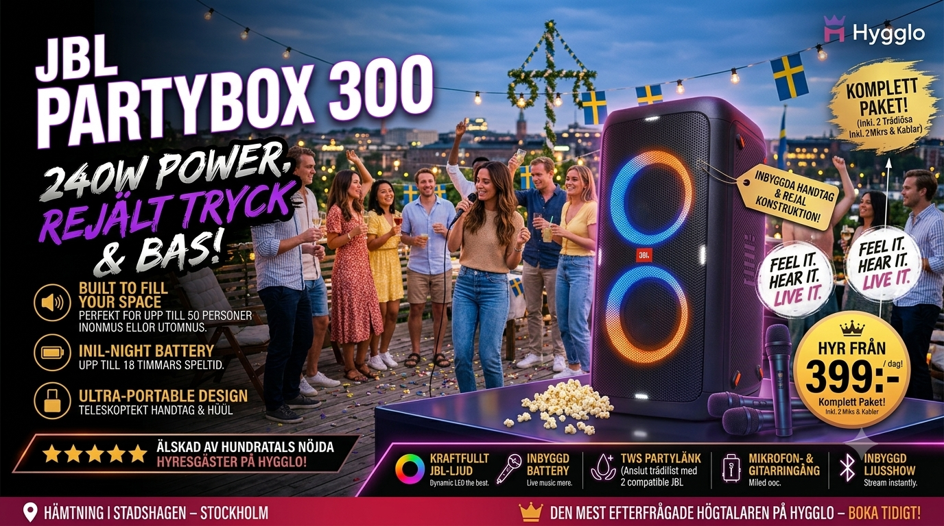 🔊 jbl partybox 300 – kraftfull festhögtalare - 120w rms / 240w max | 👥 ca. 30–50