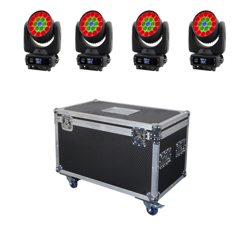 4 x equinox fusion 260zr wash moving light with flightcase