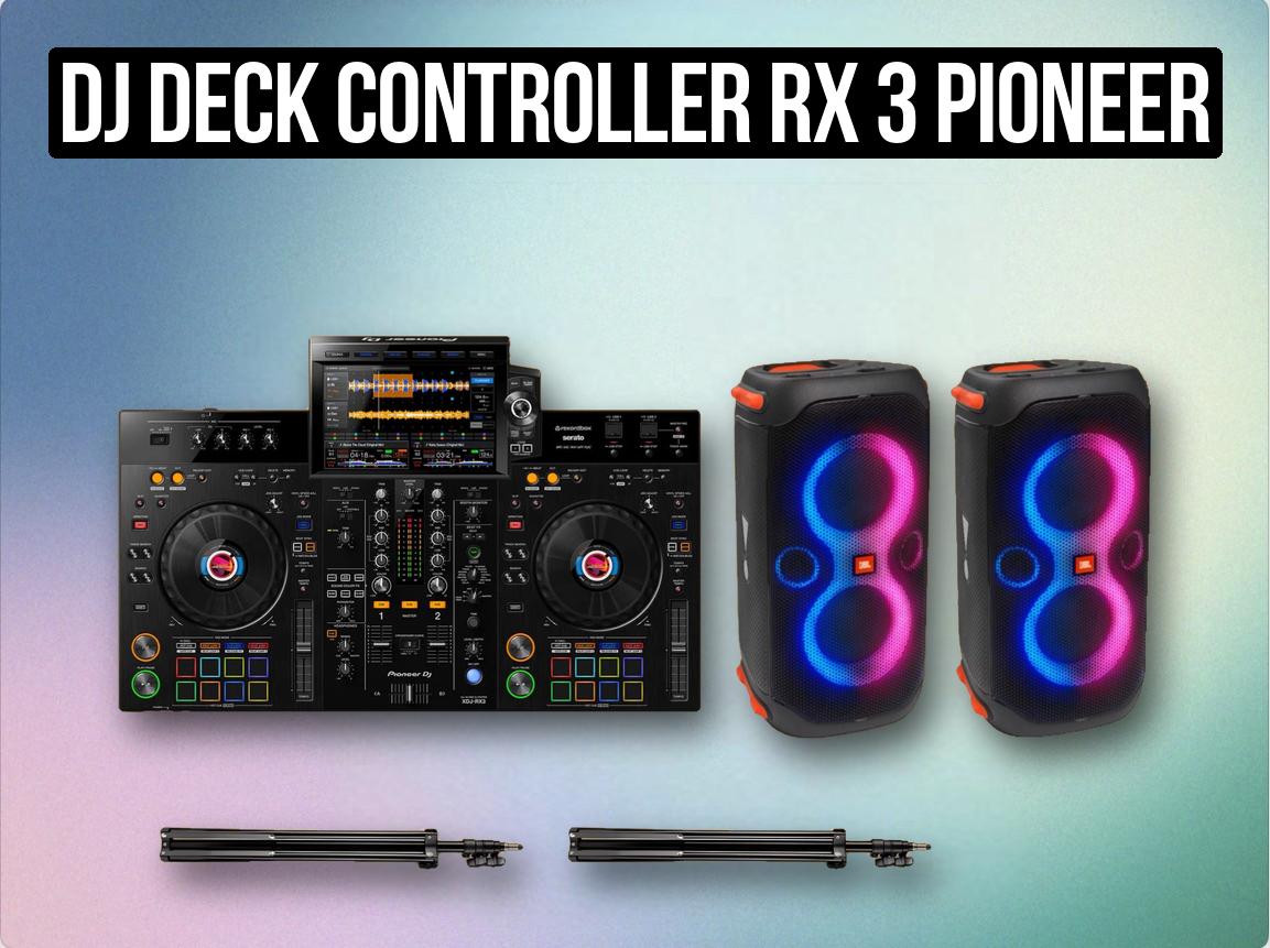 Dj deck controller rx 3 pioneer all in one + jbl speakers partybox 110 portable battery powered 