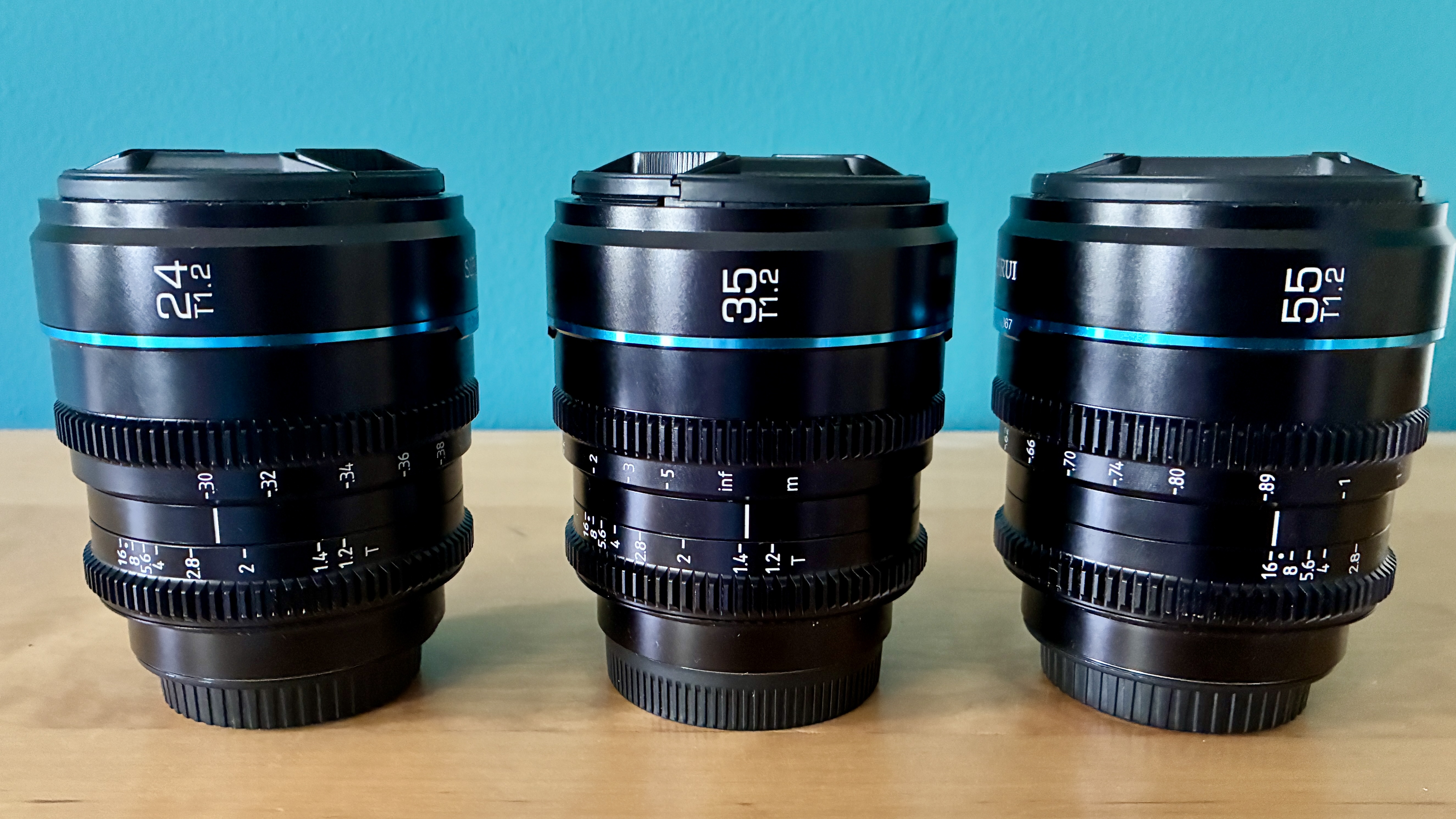 Sirui nightwalker e mount cine lenses set: 24mm + 35mm + 55mm t1.2 