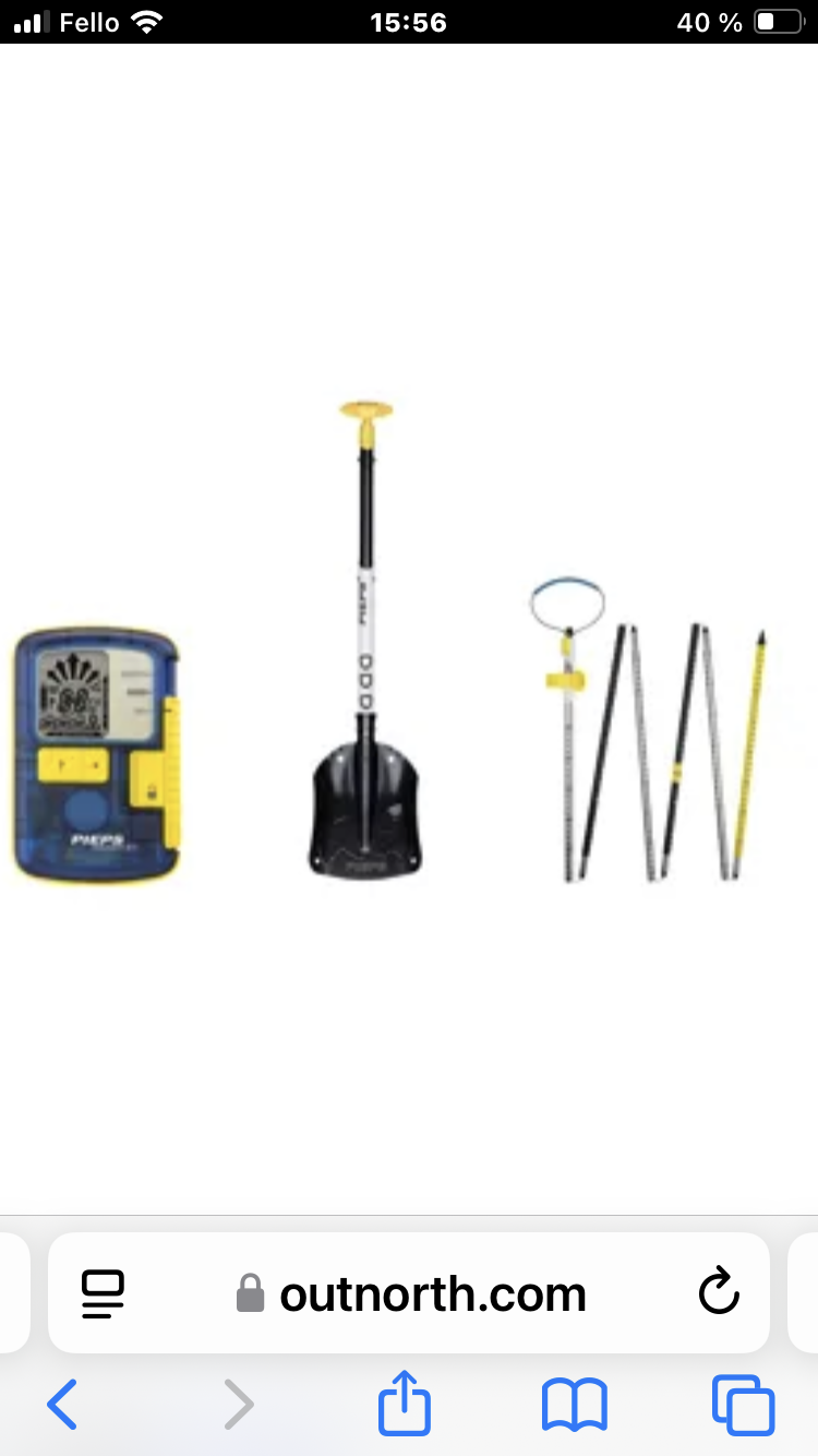 Lavinpaket med tranciver, sond, spade