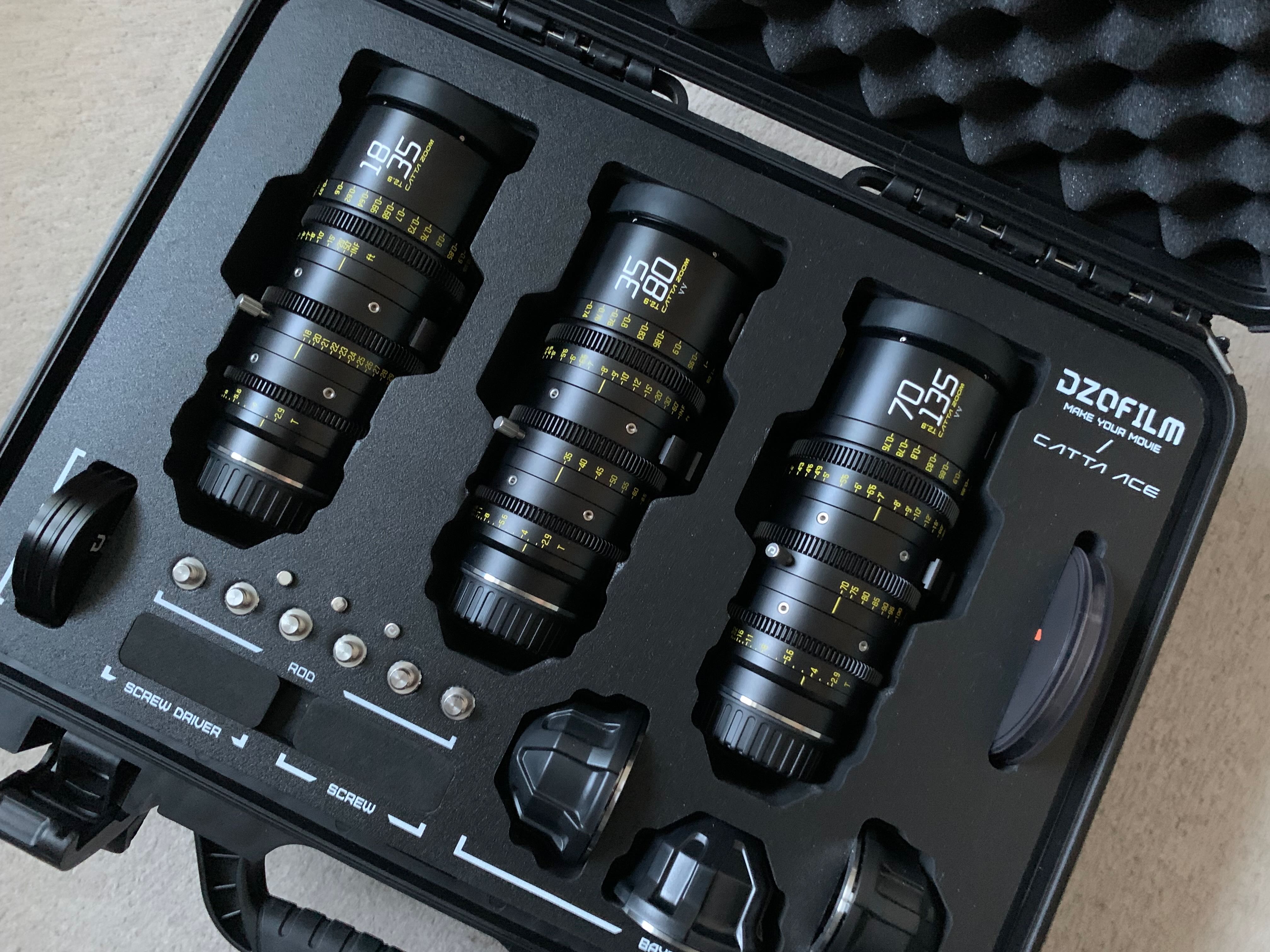 Dzo catta ace 18-35mm / 35-80mm / 70-135mm t2.9 ff cinema zoom lens (pl/ef mount)