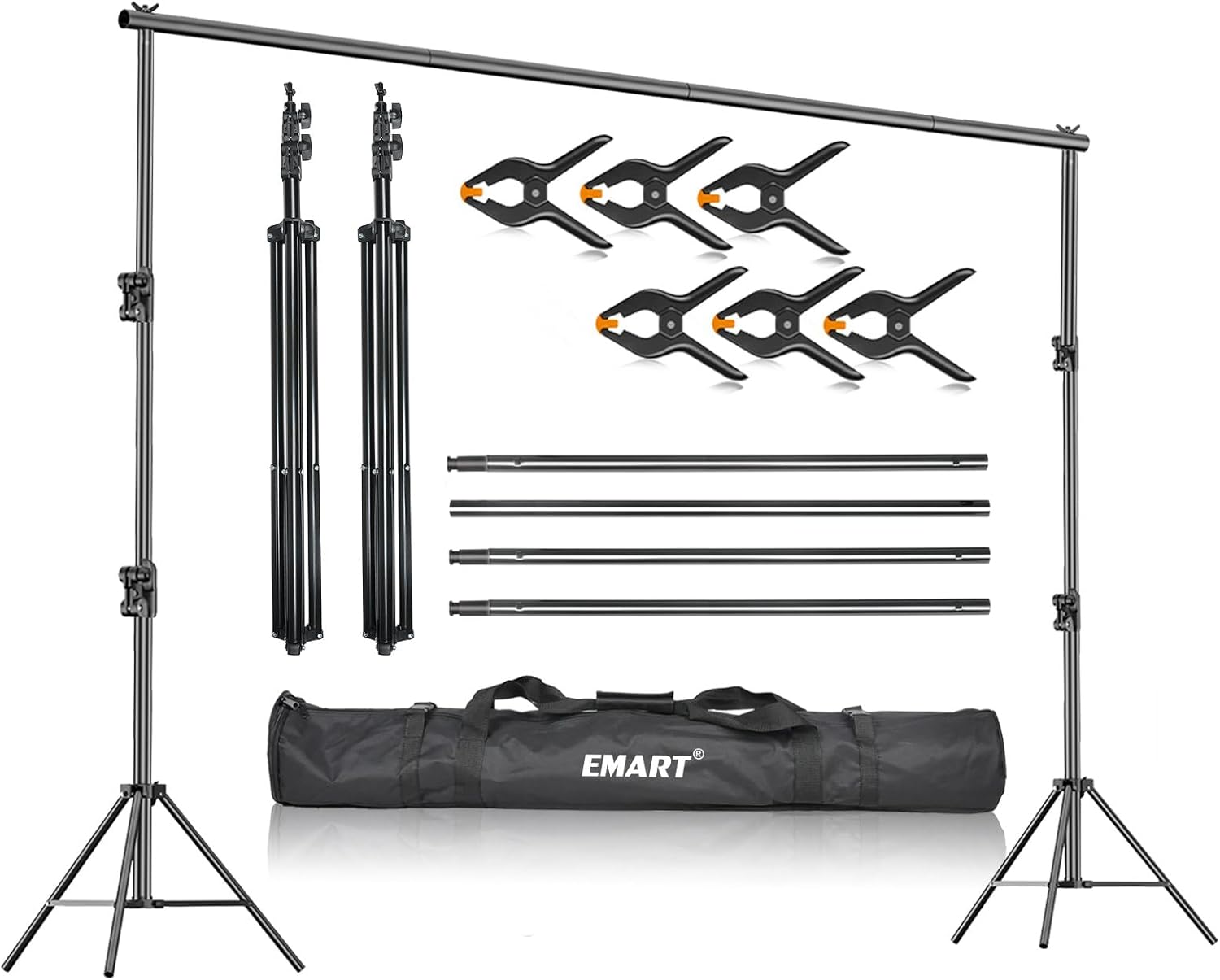 Emart photography backdrop stand 2.8x3m (9x10ft) heavy duty photo background stand kit adjustable support for studio video photographic party back drop poles