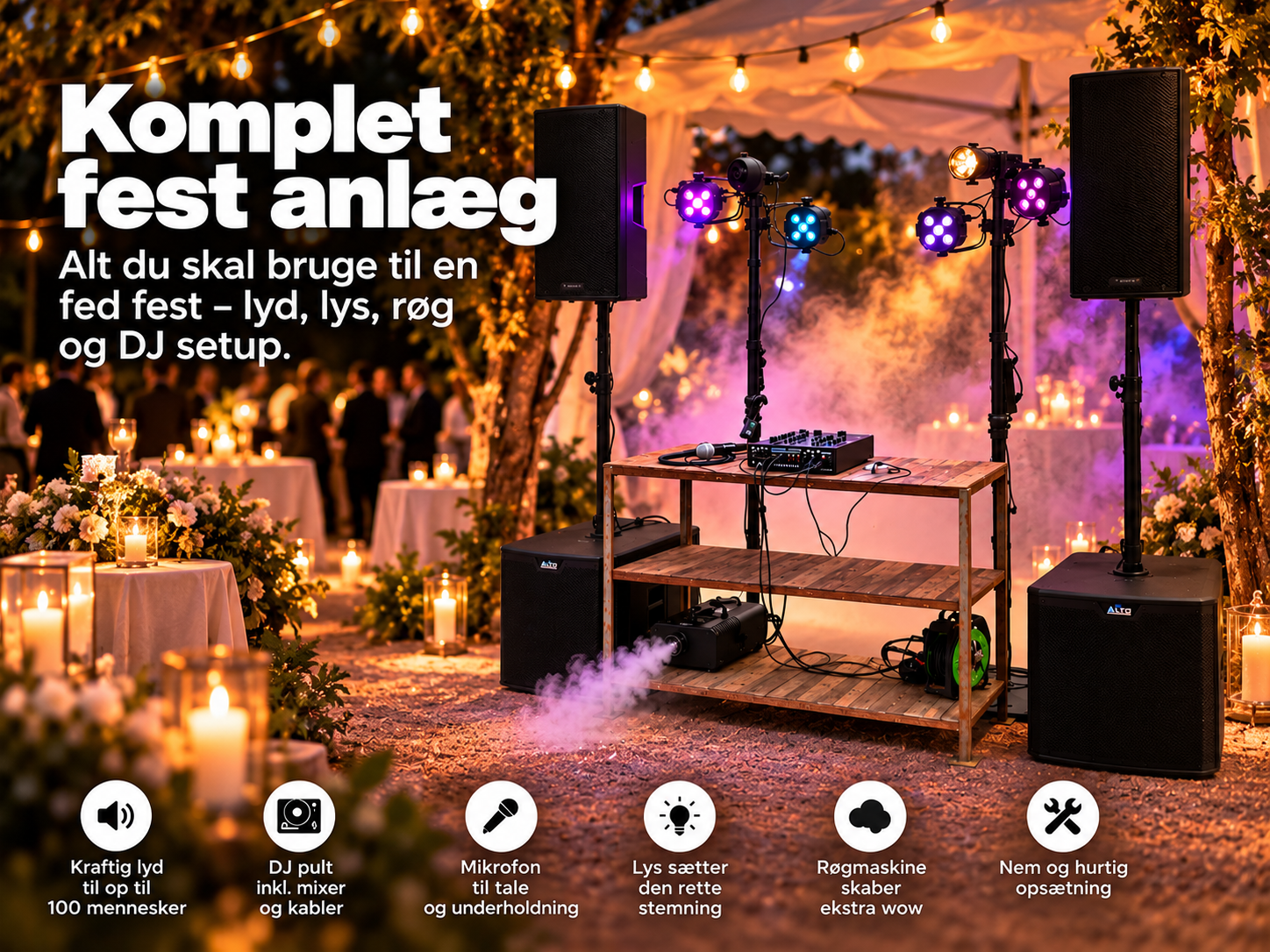 Komplet lyd og lys setup