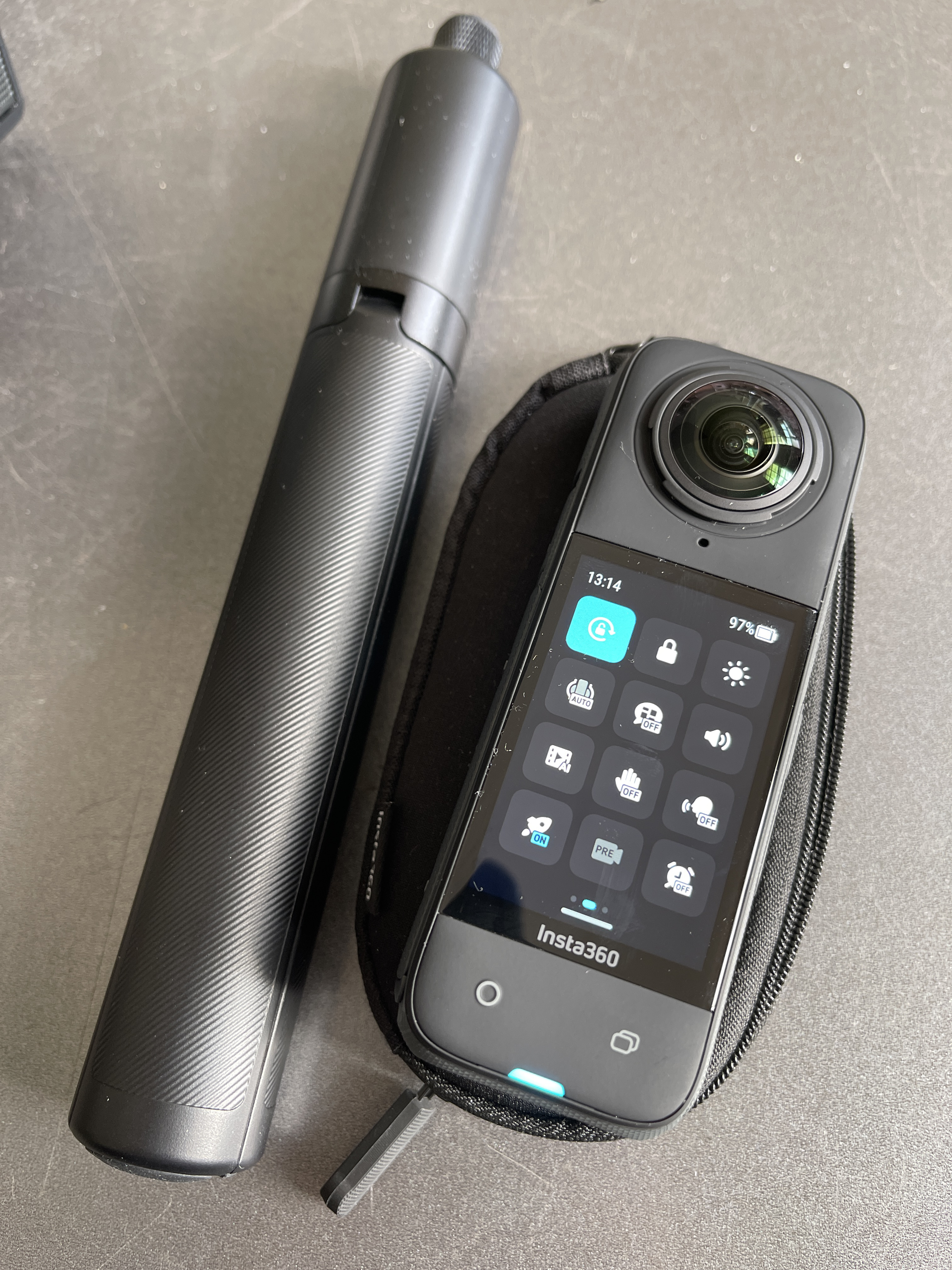 Insta360 x4 camera with stick / monopod and case