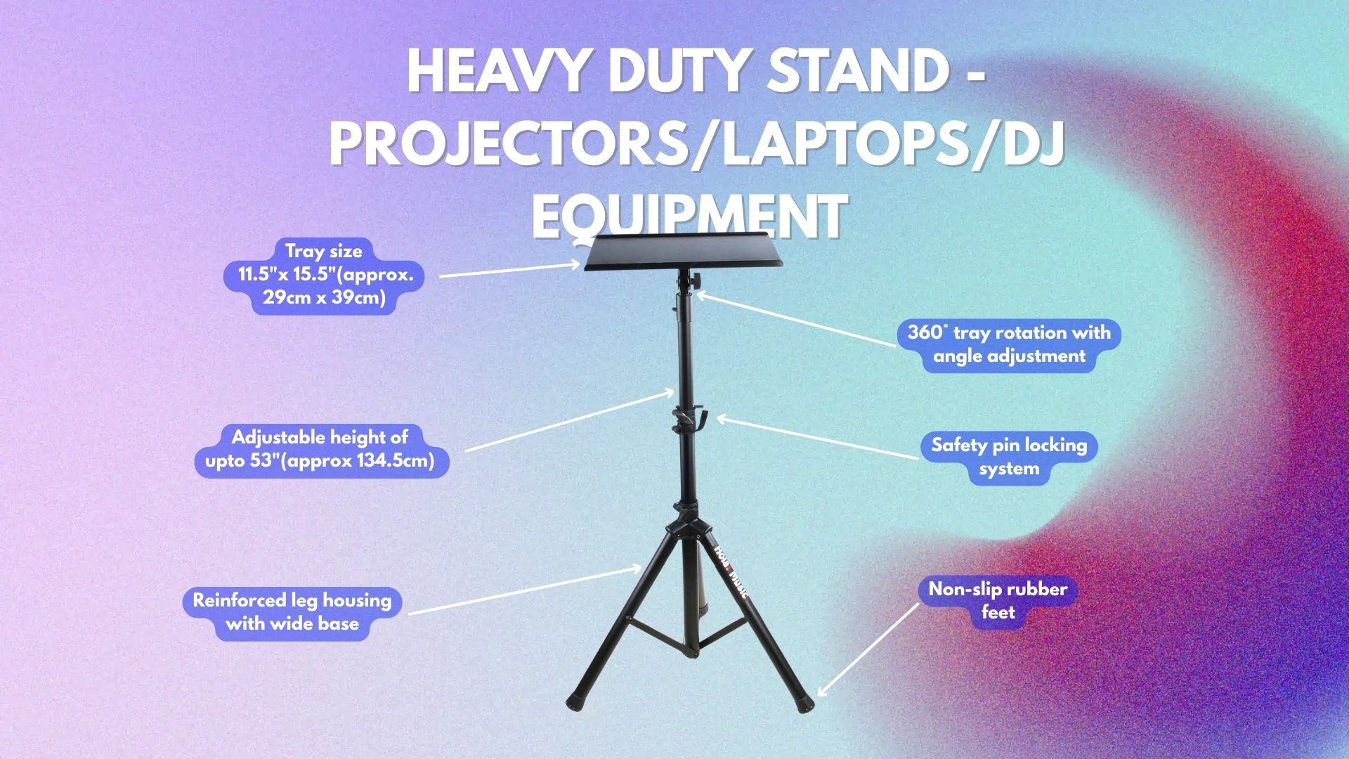 Heavy duty multi-purpose tripod stand – laptop / projector / dj equipment