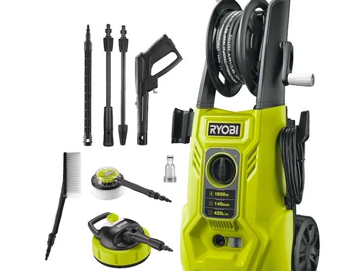 Høytrykkspyler med tilbehør ryobi ry140pwa-p premium høytrykksvasker 1800w (140 bar)