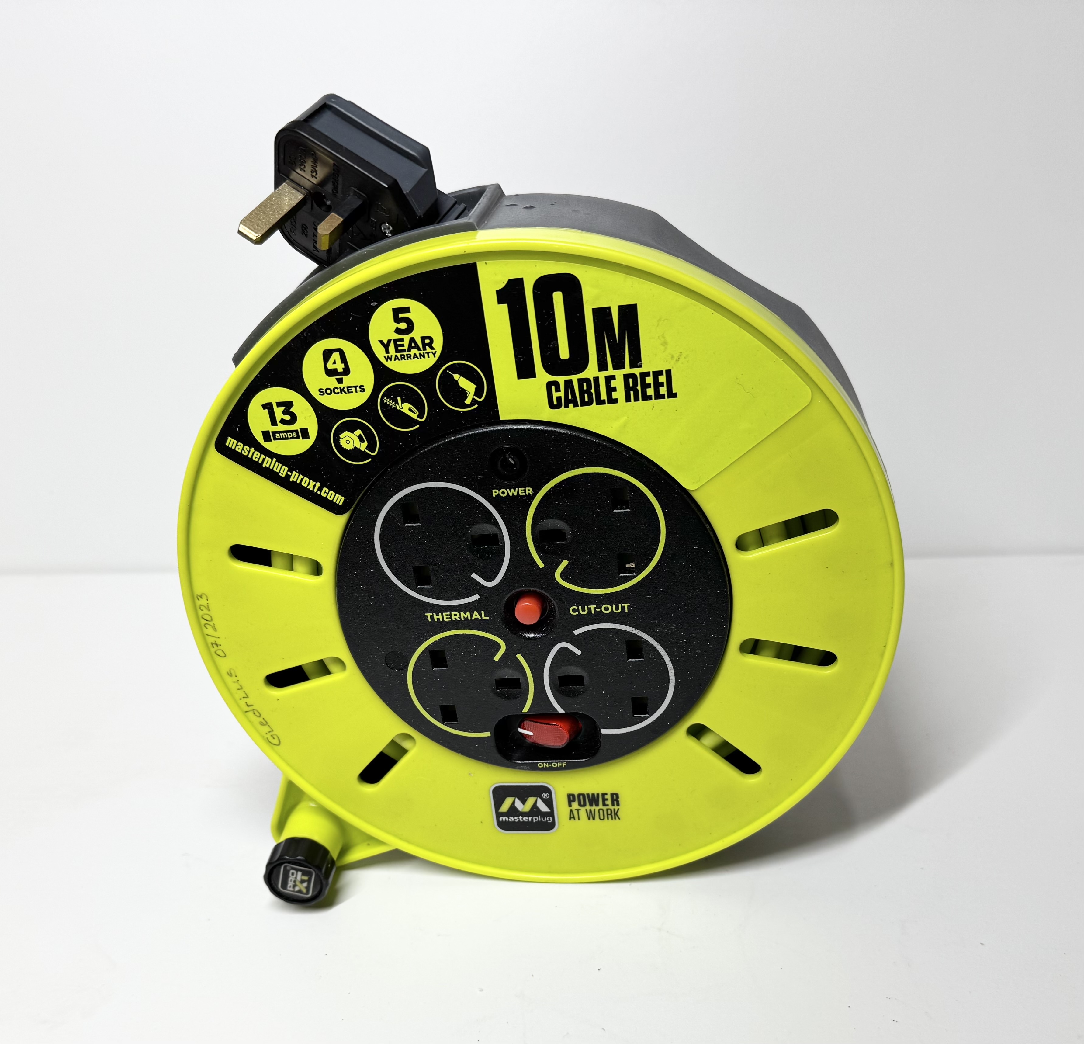 Pro xt cmu10134sl-xd 13a 4-gang 10m cassette reel 240v extension lead 