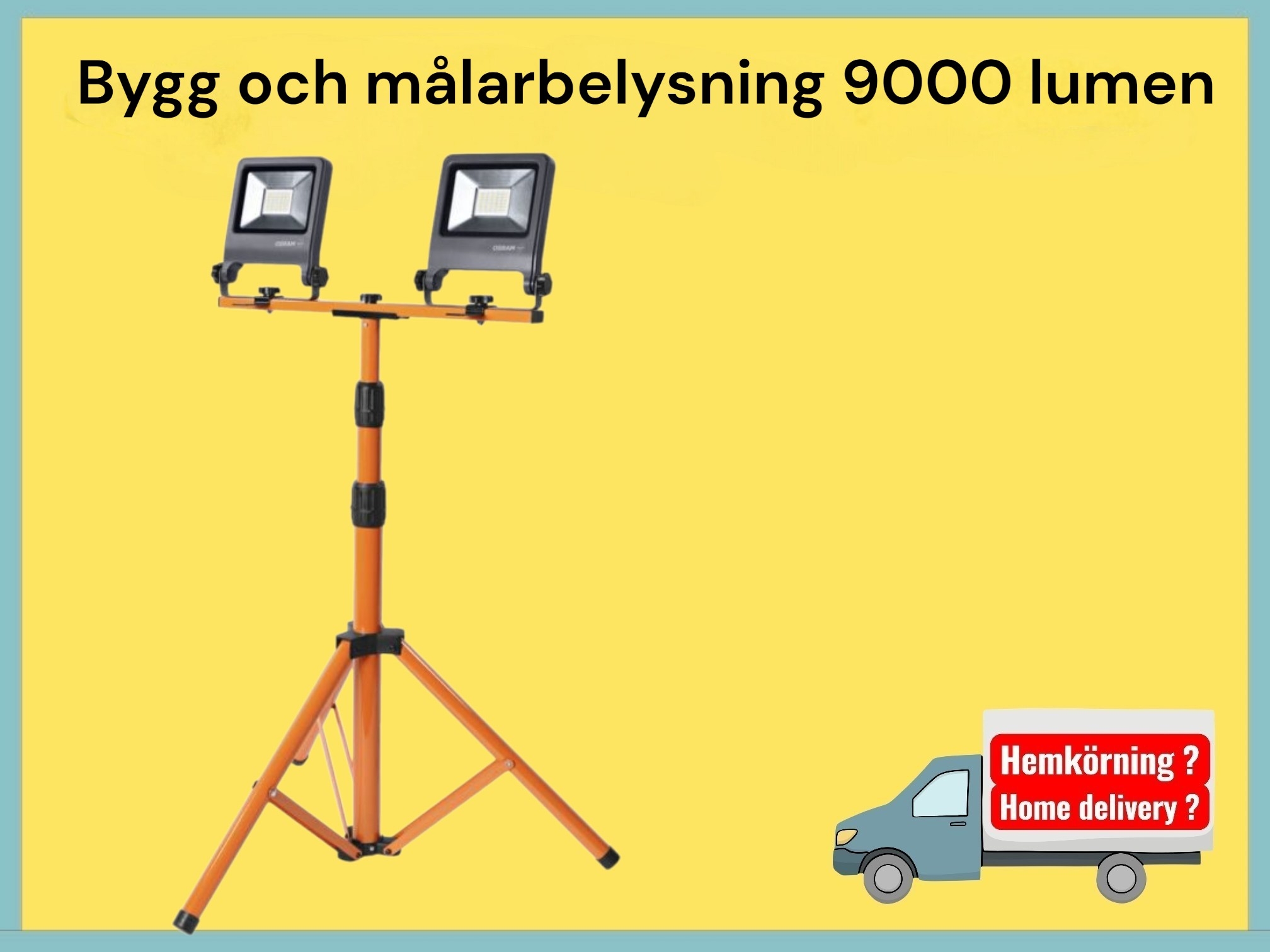 Bygg / målnings belysning 9000 lumen proffs