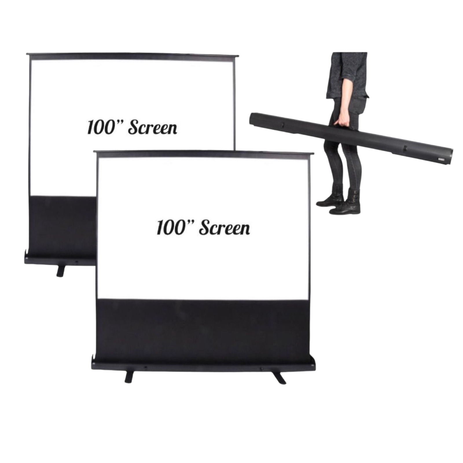 2x projector screen 100" freestanding event party movie 